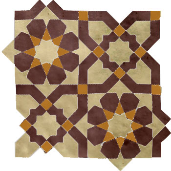 Mosaic House Moroccan tile Ketyani 11-19-8 B Beige Brown Ochre  zellige, mosaic, zellij, field, pattern, glaze, classic, stars, intricate 